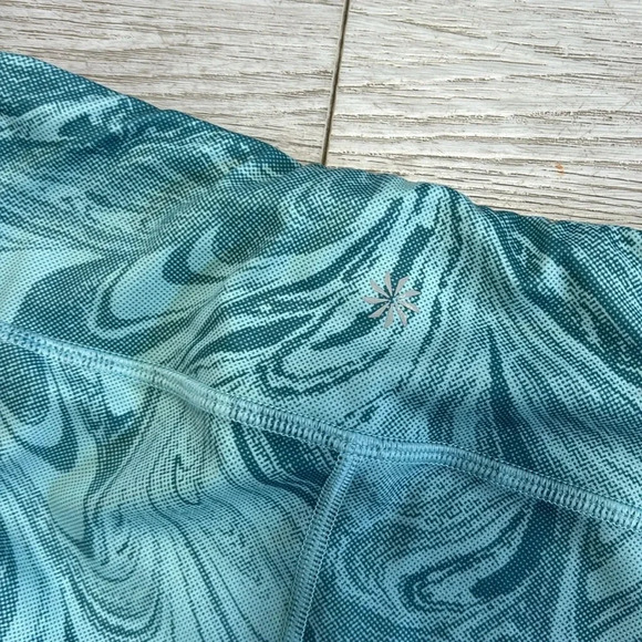 Athleta Girl High Rise Printed Chit Chat Tight Leggings SZ Large in green teal - Picture 11 of 12